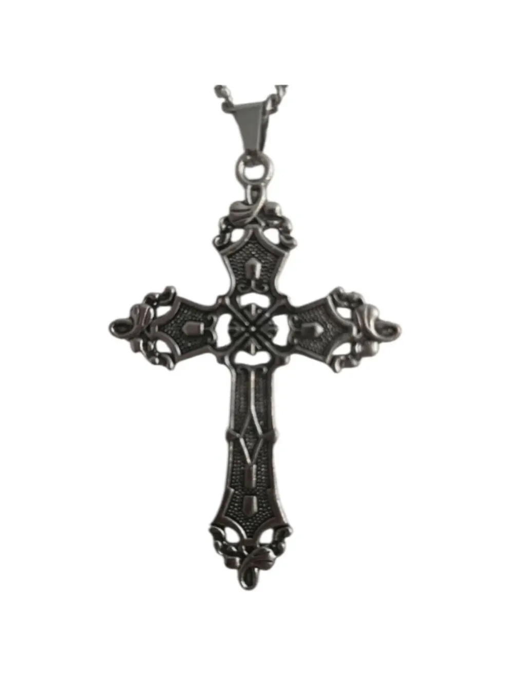 Silvertone Cross Pendant Necklace